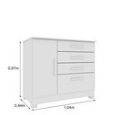 Ver imagem 3 de Cômoda 1 Porta 4 Gavetas com Pés 104cm Chicago Branco/Neve