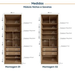 Guarda Roupa Modulado Joy 3 Peças com Cabideiro Gaveteiro e Sapateira CabeCasa MadeiraMadeira - 7