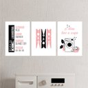 Ver imagem 2 de Kit 3 Quadros Lavanderia Alexa Lave A Roupa 45x34cm - com vidro:Madeira branca