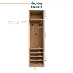 Guarda Roupa Modulado Joy 2 Peças com Gaveteiro e Sapateira CabeCasa MadeiraMadeira - 6