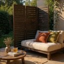 Ver imagem 6 de Biombo Versati 3 Folhas Rustic Yescasa Marrom/Nogueira