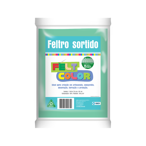 Feltro Feltcolor Liso Verde Esmeralda - 70cm X 50cm