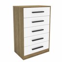 Ver imagem 3 de Cômoda 5 Gavetas 1 Porta Escócia Marrom/Branco- Mademovel