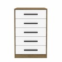 Ver imagem 2 de Cômoda 5 Gavetas 1 Porta Escócia Marrom/Branco- Mademovel