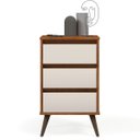 Ver imagem 4 de Mesa de Cabeceira 3 Gavetas com Pés Palito Woon Freijó/off White