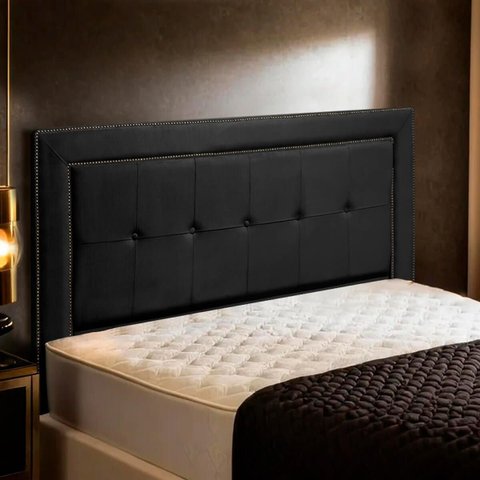Cabeceira Estofada para Cama Box Casal 140cm Ravena Veludo - Sofa Store Cor:veludo Preto