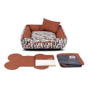 Enxoval Cama de Cachorro Impermeável com Zíper Pandora 63x63 Bolt Capuccino