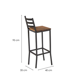 Banqueta Alta Estilo Industrial Italia - Aço e Madeira - 6