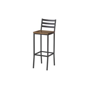 Banqueta Alta Estilo Industrial Italia - Aço e Madeira