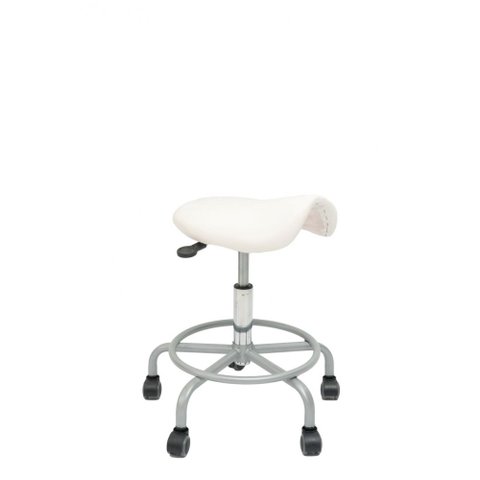 Cadeira Mocho Sela 62cm Estética Dentista Cromado Branco sem Encosto Popmov Sela Cromada Cinza