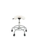 Ver imagem 3 de Cadeira Mocho Sela 62cm Estética Dentista Cromado Branco sem Encosto Popmov Sela Cromada Cinza