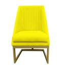 Ver imagem 1 de Cadeira para Sala de Jantar Ana Base de Ferro Suede Amarelo - D'classe Decor