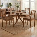 Ver imagem 2 de Mesa de Jantar Redonda Cacau com 4 Cadeiras Estofadas Juparana Corino Kaki Ornar
