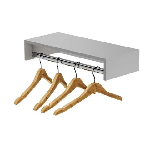 Cabideiro de Parede Branco para Roupas Casacos 60cm