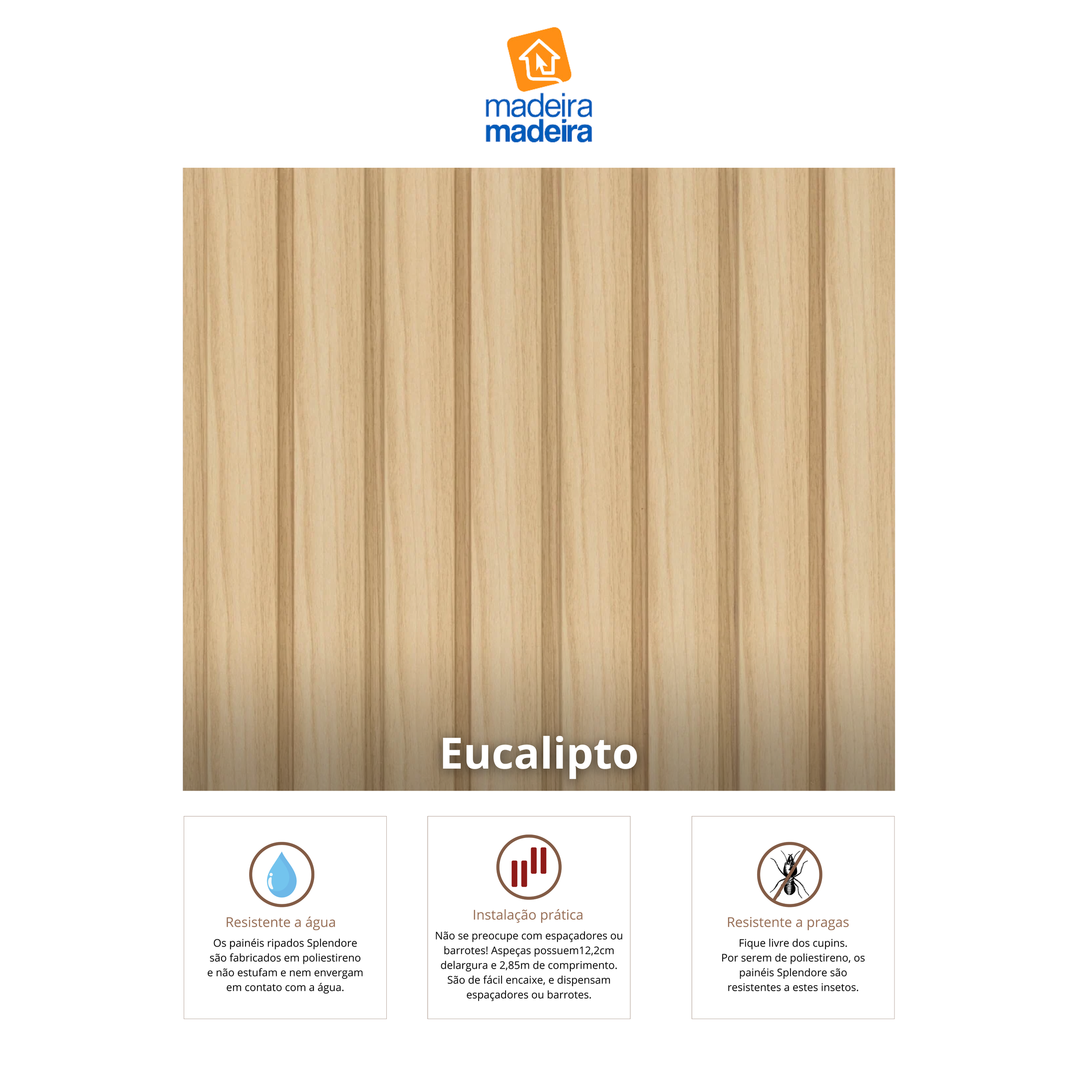 Painel Ripado em Barra 285x109cm (3,10m²) MDF Ruffino - 3