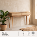 Ver imagem 1 de Aparador Alia 2 Gavetas 100% MDF Pés de Madeira 120 cm X 34 cm Tauari/Dourado