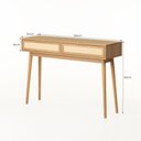 Ver imagem 4 de Aparador Alia 2 Gavetas 100% MDF Pés de Madeira 120 cm X 34 cm Tauari/Dourado