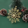 Flocos de Neve Dourado 10 Pendentes Grande C/ Glitter Decoração Enfeite Árvore Natal - 10