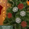 Flocos de Neve Dourado 10 Pendentes Grande C/ Glitter Decoração Enfeite Árvore Natal - 7