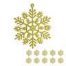 Flocos de Neve Dourado 10 Pendentes Grande C/ Glitter Decoração Enfeite Árvore Natal - 3