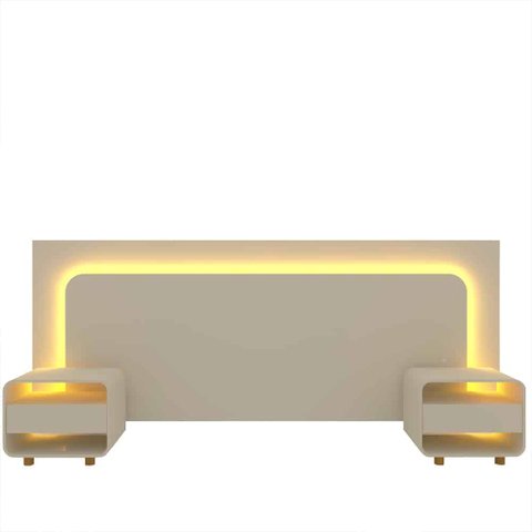 Cabeceira Gelius Innova 140/160/195 c/LED (Off White)