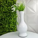 Ver imagem 4 de Vaso branco alto de cerâmica trabalhado com planta