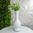 Ver imagem 3 de Vaso branco alto de cerâmica trabalhado com planta