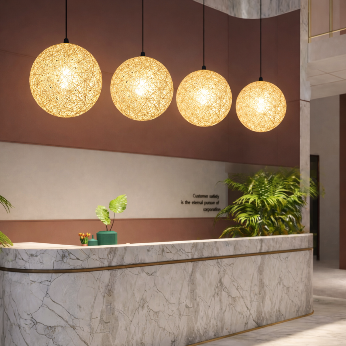 Ver imagem 2 de 2 X Luminárias Pendentes 40cm Globo Rattan Natural Lustre Rústico Bola Teto Lpr40x2