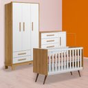 Ver imagem 1 de Conjunto Berço Mini Cama, Cômoda Sapateira Slim e Guarda Roupa Slim Freijó/branco
