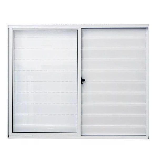 Janela Veneziana de Alumínio Lado Esquerdo 3 Folhas sem Grade 100x150cm Branco Allo Esquadrias - 1