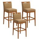 Ver imagem 2 de Kit 3 Banquetas Alta Cozinha Gourmet Conforto Suede:Suede Capuccino
