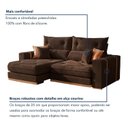 Ver imagem 5 de Sofá Retrátil e Reclinável 3 Lugares Veludo Molas Ensacadas Pillow Top Columbia 230cm Marrom