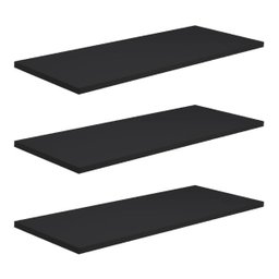 Kit 3 Prateleiras Preta Mdf 1200x200 com Suporte Fixação - 1