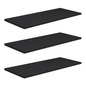 Kit 3 Prateleiras Preta Mdf 1200x200 com Suporte Fixação