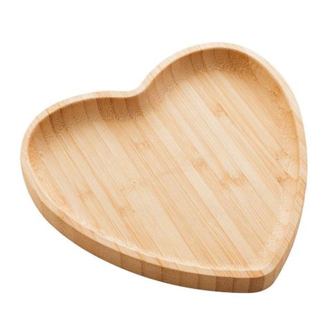 Bandeja de Bambu de Coração 17x16,5x1,5