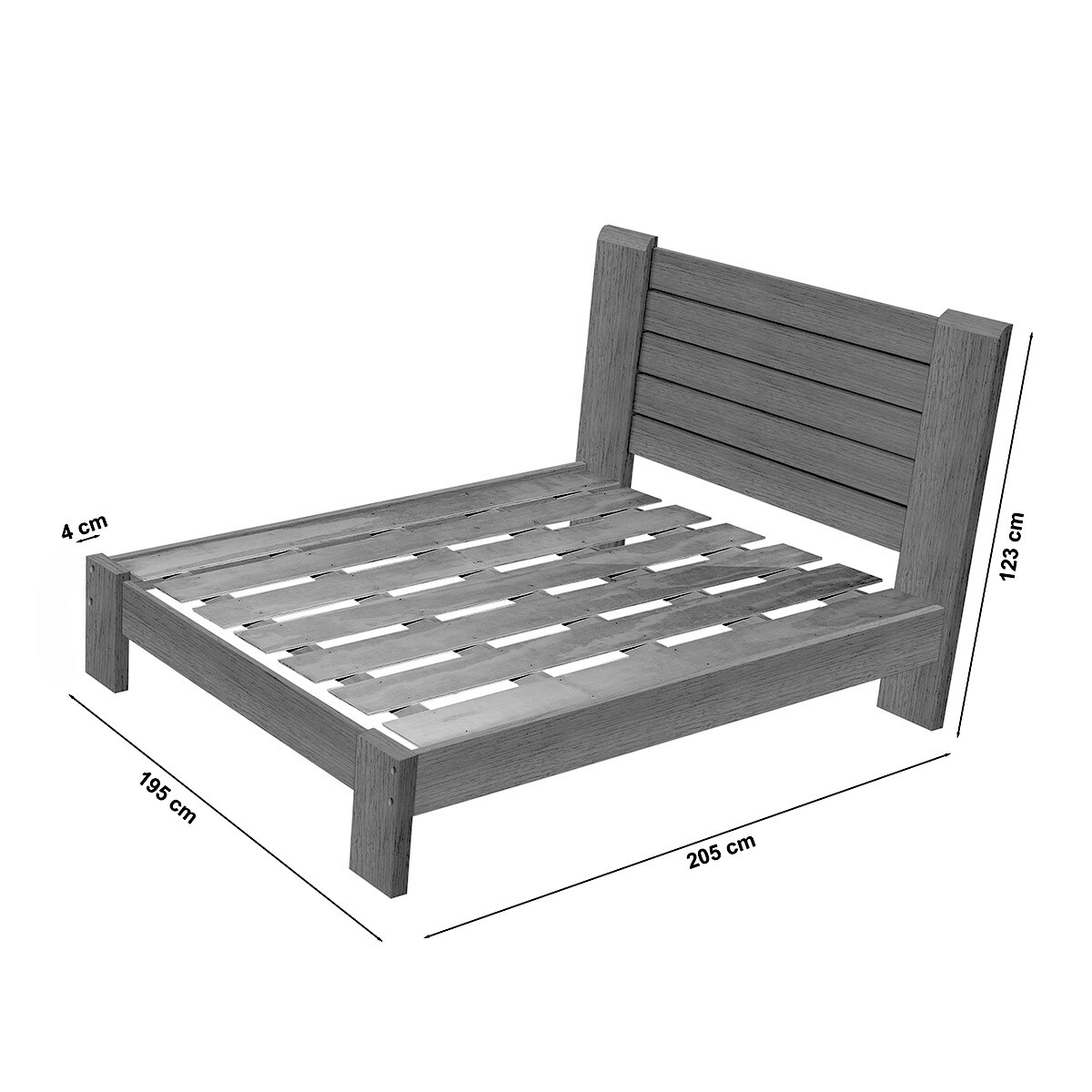 Cama King Size Casal Milano de Madeira Maciça Cedro Tauari Castanho - 5