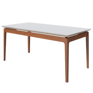 Mesa de Jantar Retangular Off White/Nature com Vidro Wind 160x90 fabrispuma