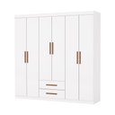 Ver imagem 1 de Guarda Roupa Aries 6 Portas sem Espelho e sem Pe Carioca Moveis Branco
