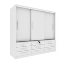 Ver imagem 2 de Guarda Roupa Casal 3 Portas 9 Gavetas 199cm Chicago Branco/Neve