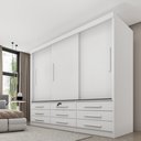 Ver imagem 1 de Guarda Roupa Casal 3 Portas 9 Gavetas 199cm Chicago Branco/Neve