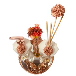 Kit Lavabo Luxo Rose Gold Potes Aroma Sabonete Porta Escovas - 2