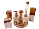 Ver imagem 1 de Kit Lavabo Luxo Rose Gold Potes Aroma Sabonete Porta Escovas