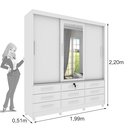 Ver imagem 4 de Guarda Roupa Casal com Espelho e pés 3 Portas 9 Gavetas 199cm Chicago  