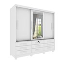 Ver imagem 2 de Guarda Roupa Casal com Espelho e Pés 3 Portas 9 Gavetas 199cm Chicago Branco/Neve