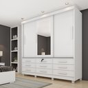 Ver imagem 1 de Guarda Roupa Casal com Espelho e pés 3 Portas 9 Gavetas 199cm Chicago  