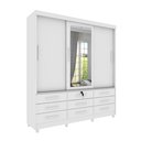 Ver imagem 2 de Guarda Roupa Casal com Espelho e pés 3 Portas 9 Gavetas 199cm Chicago  