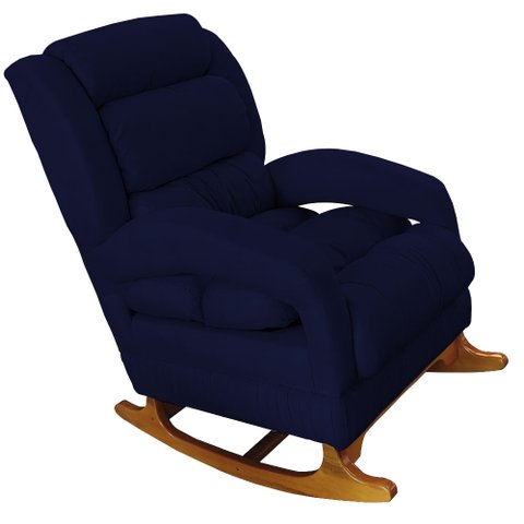 Poltrona Amamentação Liz de Balanço Suede Azul Marinho - Dominic Decor