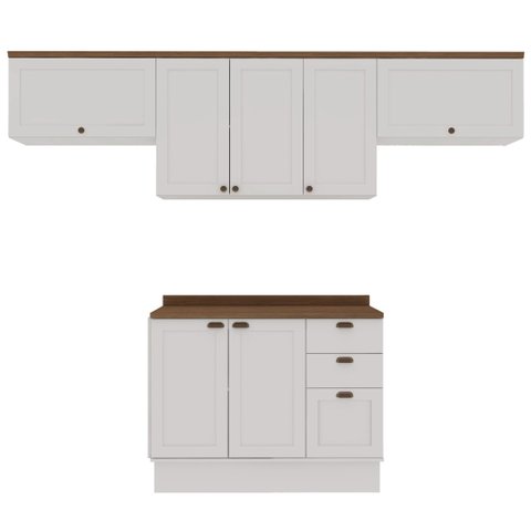 Cozinha Completa 4PÇS 7 Pts 3 Gav Iluminata Branco/Ebano