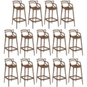 Ver imagem 1 de Kit 14 Banquetas Allegra com Encosto Design Cozinha/bancada - Marrom