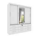Ver imagem 2 de Guarda Roupa Casal com Espelho 3 Portas de Correr 9 Gavetas 199cm Chicago  
